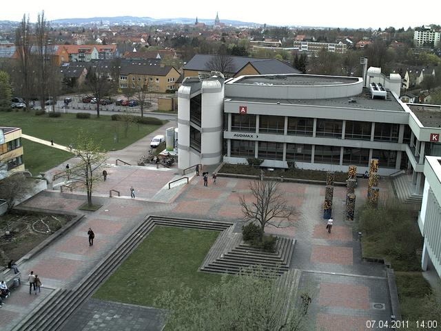 Foto der Webcam: Verwaltungsgeb&auml;ude, Innenhof mit Audimax, H&ouml;rsaal-Geb&auml;ude 1
