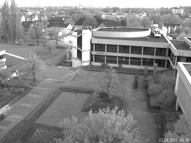 Foto der Webcam: Verwaltungsgeb&auml;ude, Innenhof mit Audimax, H&ouml;rsaal-Geb&auml;ude 1