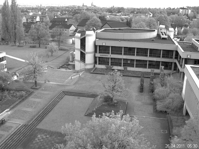 Foto der Webcam: Verwaltungsgeb&auml;ude, Innenhof mit Audimax, H&ouml;rsaal-Geb&auml;ude 1
