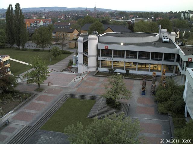 Foto der Webcam: Verwaltungsgeb&auml;ude, Innenhof mit Audimax, H&ouml;rsaal-Geb&auml;ude 1