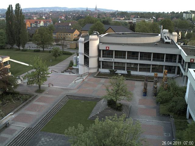 Foto der Webcam: Verwaltungsgeb&auml;ude, Innenhof mit Audimax, H&ouml;rsaal-Geb&auml;ude 1