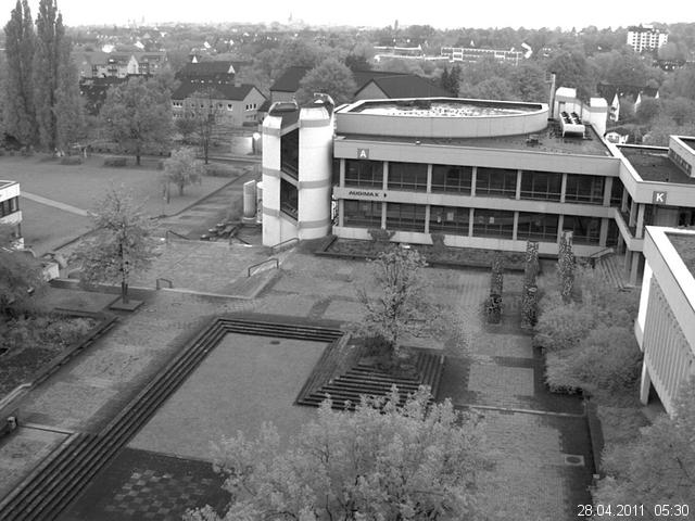 Foto der Webcam: Verwaltungsgeb&auml;ude, Innenhof mit Audimax, H&ouml;rsaal-Geb&auml;ude 1
