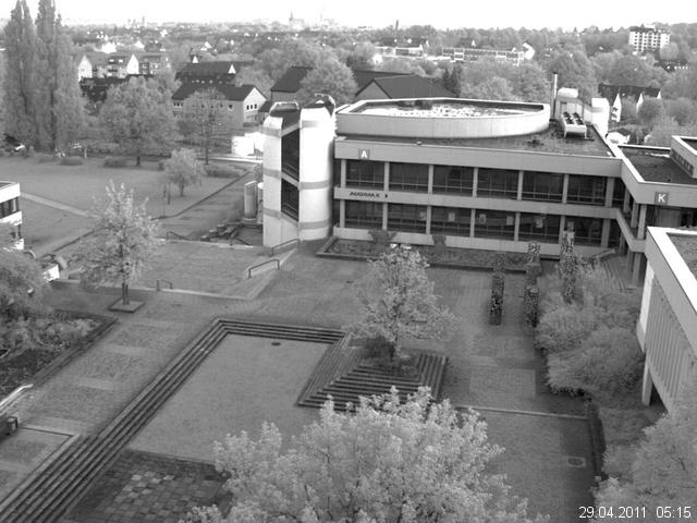 Foto der Webcam: Verwaltungsgeb&auml;ude, Innenhof mit Audimax, H&ouml;rsaal-Geb&auml;ude 1