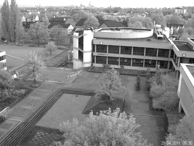 Foto der Webcam: Verwaltungsgeb&auml;ude, Innenhof mit Audimax, H&ouml;rsaal-Geb&auml;ude 1