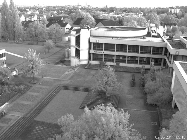 Foto der Webcam: Verwaltungsgeb&auml;ude, Innenhof mit Audimax, H&ouml;rsaal-Geb&auml;ude 1
