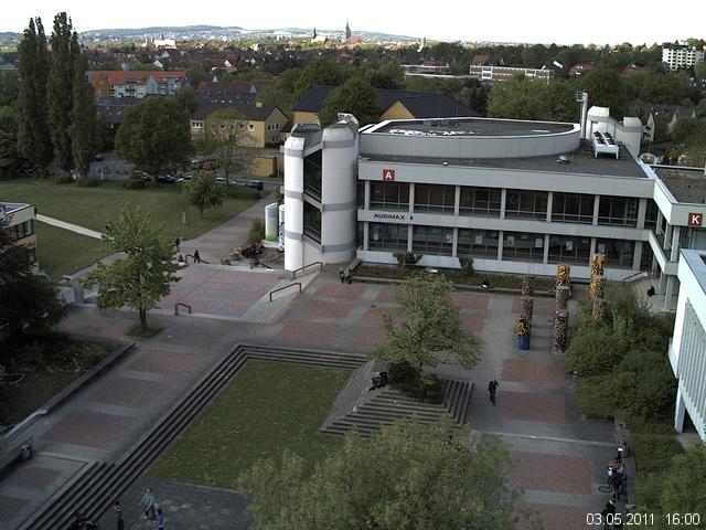 Foto der Webcam: Verwaltungsgeb&auml;ude, Innenhof mit Audimax, H&ouml;rsaal-Geb&auml;ude 1