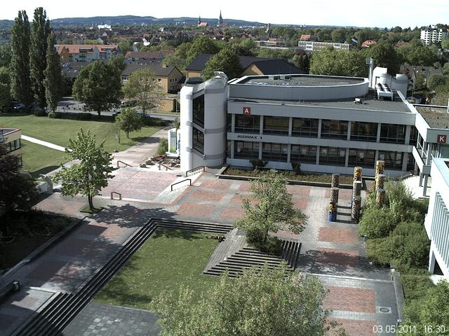 Foto der Webcam: Verwaltungsgeb&auml;ude, Innenhof mit Audimax, H&ouml;rsaal-Geb&auml;ude 1