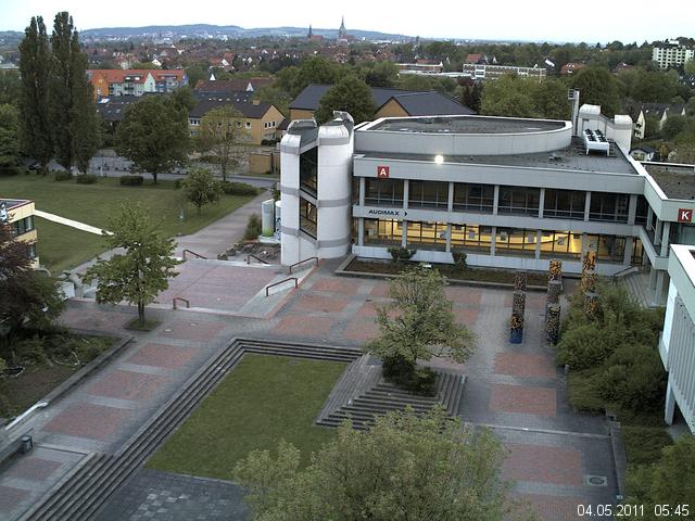 Foto der Webcam: Verwaltungsgeb&auml;ude, Innenhof mit Audimax, H&ouml;rsaal-Geb&auml;ude 1