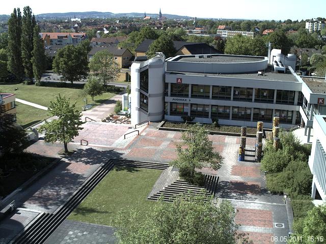 Foto der Webcam: Verwaltungsgeb&auml;ude, Innenhof mit Audimax, H&ouml;rsaal-Geb&auml;ude 1