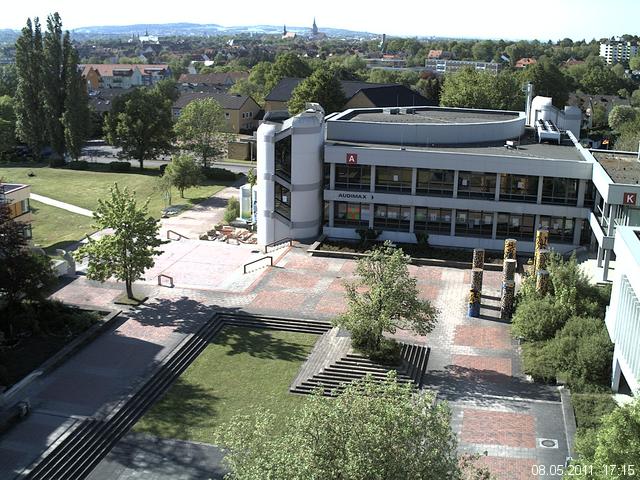 Foto der Webcam: Verwaltungsgeb&auml;ude, Innenhof mit Audimax, H&ouml;rsaal-Geb&auml;ude 1