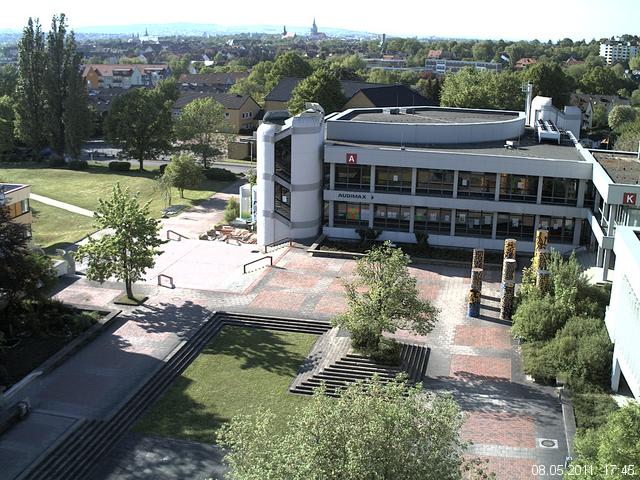 Foto der Webcam: Verwaltungsgeb&auml;ude, Innenhof mit Audimax, H&ouml;rsaal-Geb&auml;ude 1