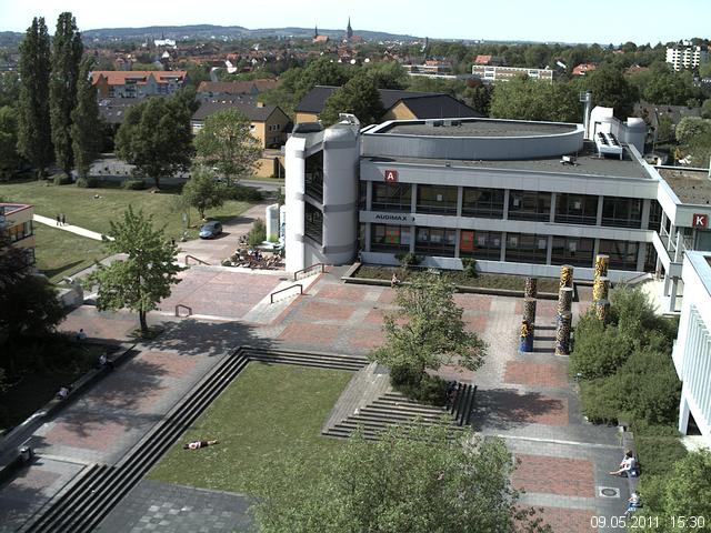 Foto der Webcam: Verwaltungsgeb&auml;ude, Innenhof mit Audimax, H&ouml;rsaal-Geb&auml;ude 1