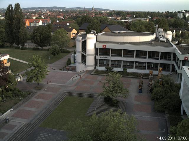 Foto der Webcam: Verwaltungsgeb&auml;ude, Innenhof mit Audimax, H&ouml;rsaal-Geb&auml;ude 1