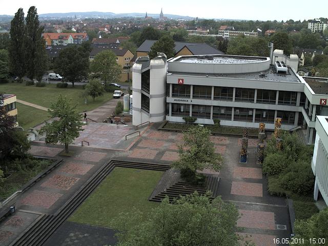 Foto der Webcam: Verwaltungsgeb&auml;ude, Innenhof mit Audimax, H&ouml;rsaal-Geb&auml;ude 1