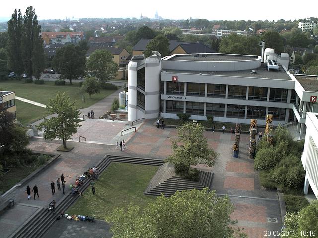 Foto der Webcam: Verwaltungsgeb&auml;ude, Innenhof mit Audimax, H&ouml;rsaal-Geb&auml;ude 1