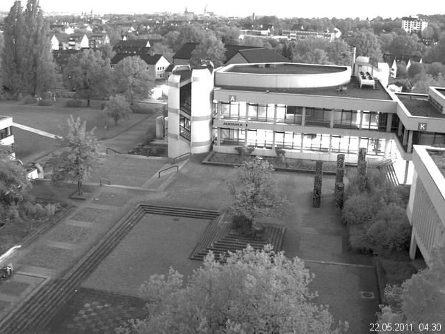 Foto der Webcam: Verwaltungsgeb&auml;ude, Innenhof mit Audimax, H&ouml;rsaal-Geb&auml;ude 1