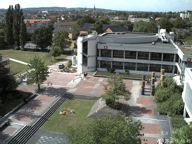 Foto der Webcam: Verwaltungsgeb&auml;ude, Innenhof mit Audimax, H&ouml;rsaal-Geb&auml;ude 1