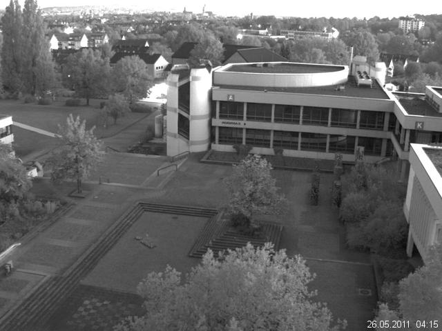 Foto der Webcam: Verwaltungsgeb&auml;ude, Innenhof mit Audimax, H&ouml;rsaal-Geb&auml;ude 1
