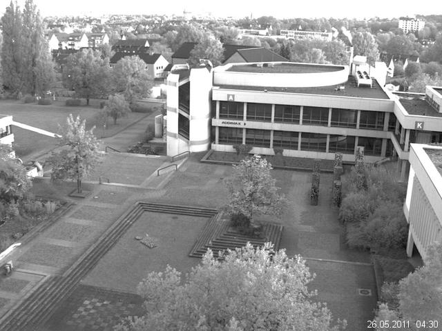 Foto der Webcam: Verwaltungsgeb&auml;ude, Innenhof mit Audimax, H&ouml;rsaal-Geb&auml;ude 1