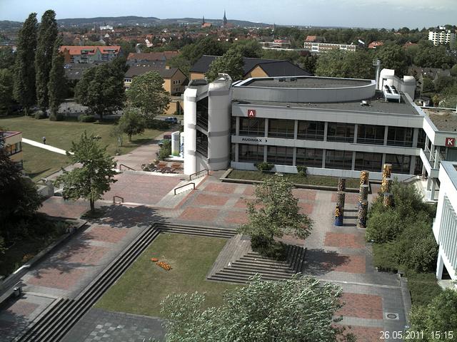 Foto der Webcam: Verwaltungsgeb&auml;ude, Innenhof mit Audimax, H&ouml;rsaal-Geb&auml;ude 1