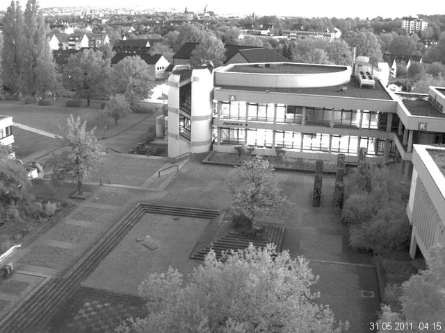 Foto der Webcam: Verwaltungsgeb&auml;ude, Innenhof mit Audimax, H&ouml;rsaal-Geb&auml;ude 1