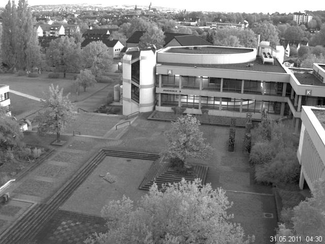 Foto der Webcam: Verwaltungsgeb&auml;ude, Innenhof mit Audimax, H&ouml;rsaal-Geb&auml;ude 1