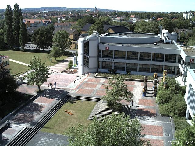 Foto der Webcam: Verwaltungsgeb&auml;ude, Innenhof mit Audimax, H&ouml;rsaal-Geb&auml;ude 1