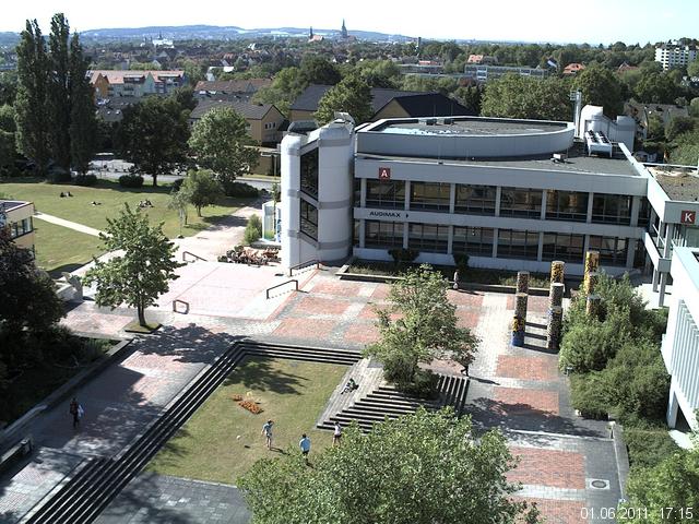 Foto der Webcam: Verwaltungsgeb&auml;ude, Innenhof mit Audimax, H&ouml;rsaal-Geb&auml;ude 1