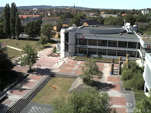 Foto der Webcam: Verwaltungsgeb&auml;ude, Innenhof mit Audimax, H&ouml;rsaal-Geb&auml;ude 1