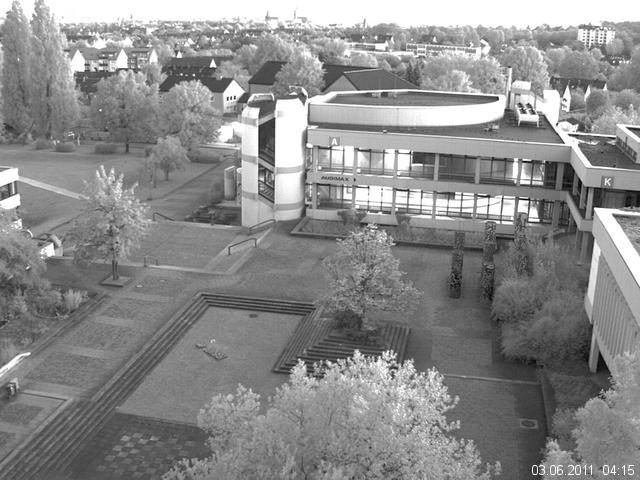 Foto der Webcam: Verwaltungsgeb&auml;ude, Innenhof mit Audimax, H&ouml;rsaal-Geb&auml;ude 1
