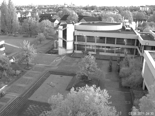 Foto der Webcam: Verwaltungsgeb&auml;ude, Innenhof mit Audimax, H&ouml;rsaal-Geb&auml;ude 1