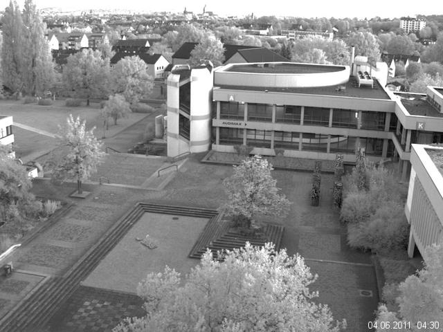 Foto der Webcam: Verwaltungsgeb&auml;ude, Innenhof mit Audimax, H&ouml;rsaal-Geb&auml;ude 1