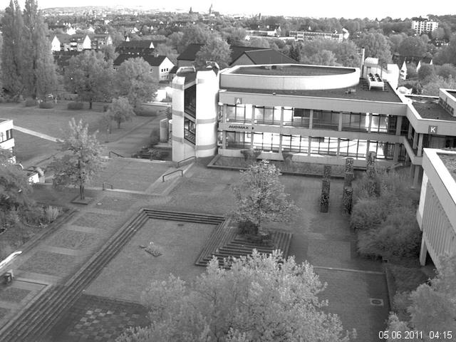 Foto der Webcam: Verwaltungsgeb&auml;ude, Innenhof mit Audimax, H&ouml;rsaal-Geb&auml;ude 1