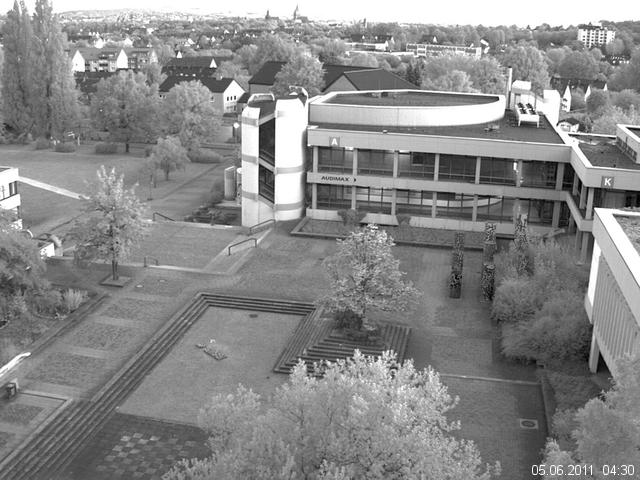 Foto der Webcam: Verwaltungsgeb&auml;ude, Innenhof mit Audimax, H&ouml;rsaal-Geb&auml;ude 1