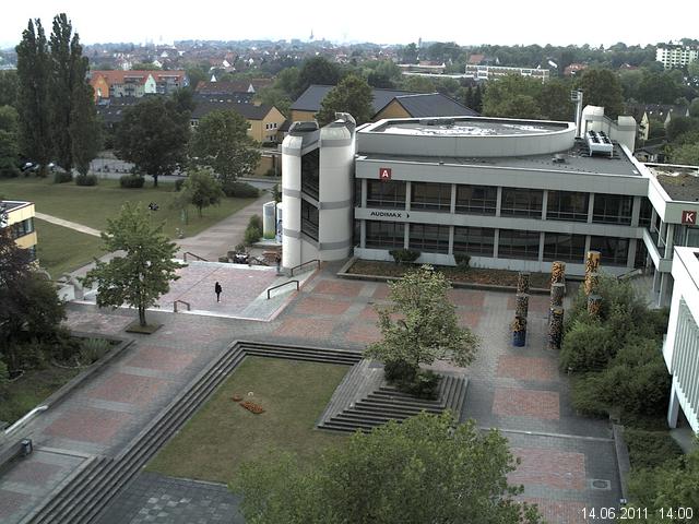 Foto der Webcam: Verwaltungsgeb&auml;ude, Innenhof mit Audimax, H&ouml;rsaal-Geb&auml;ude 1