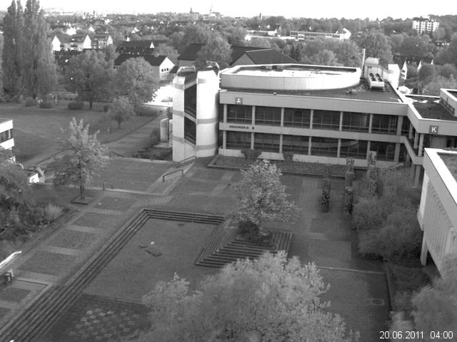 Foto der Webcam: Verwaltungsgeb&auml;ude, Innenhof mit Audimax, H&ouml;rsaal-Geb&auml;ude 1
