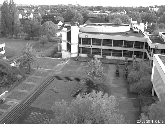 Foto der Webcam: Verwaltungsgeb&auml;ude, Innenhof mit Audimax, H&ouml;rsaal-Geb&auml;ude 1