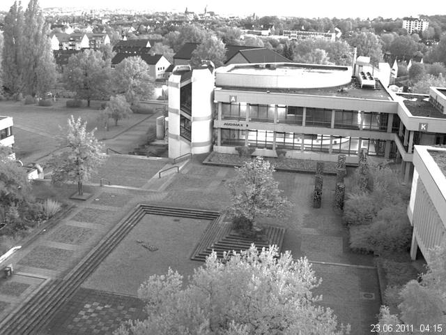 Foto der Webcam: Verwaltungsgeb&auml;ude, Innenhof mit Audimax, H&ouml;rsaal-Geb&auml;ude 1