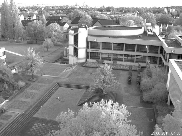 Foto der Webcam: Verwaltungsgeb&auml;ude, Innenhof mit Audimax, H&ouml;rsaal-Geb&auml;ude 1