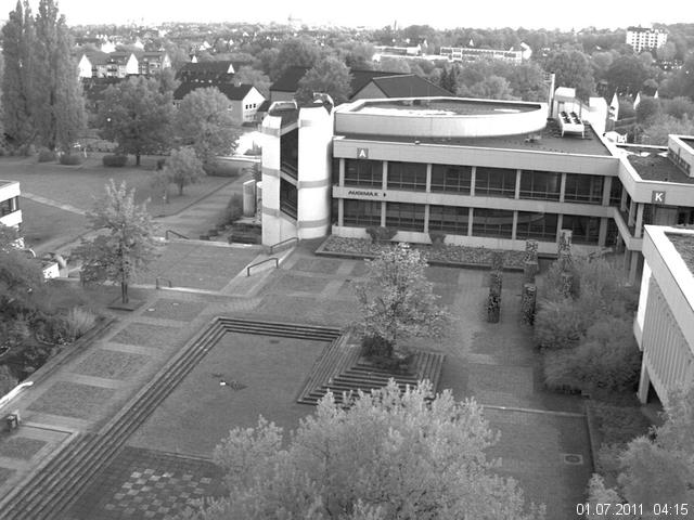 Foto der Webcam: Verwaltungsgeb&auml;ude, Innenhof mit Audimax, H&ouml;rsaal-Geb&auml;ude 1
