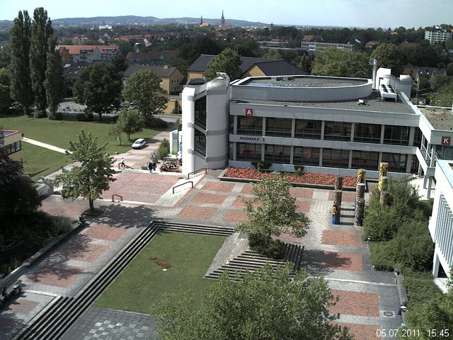 Foto der Webcam: Verwaltungsgeb&auml;ude, Innenhof mit Audimax, H&ouml;rsaal-Geb&auml;ude 1