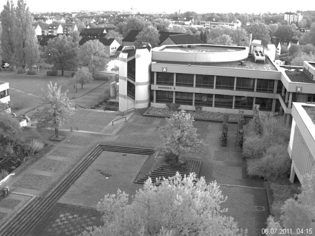 Foto der Webcam: Verwaltungsgeb&auml;ude, Innenhof mit Audimax, H&ouml;rsaal-Geb&auml;ude 1
