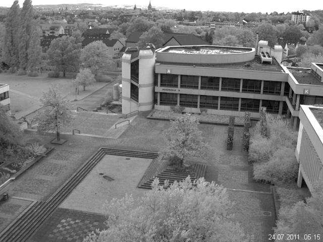 Foto der Webcam: Verwaltungsgeb&auml;ude, Innenhof mit Audimax, H&ouml;rsaal-Geb&auml;ude 1