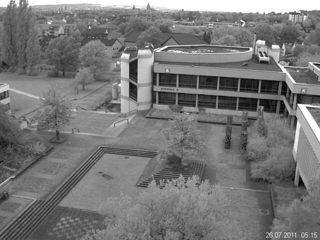 Foto der Webcam: Verwaltungsgeb&auml;ude, Innenhof mit Audimax, H&ouml;rsaal-Geb&auml;ude 1