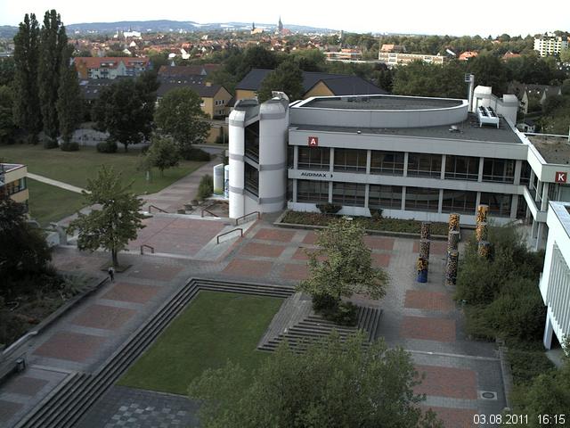 Foto der Webcam: Verwaltungsgeb&auml;ude, Innenhof mit Audimax, H&ouml;rsaal-Geb&auml;ude 1
