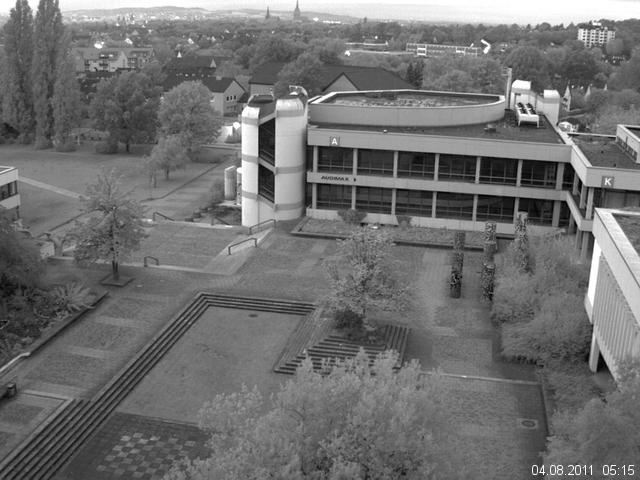 Foto der Webcam: Verwaltungsgeb&auml;ude, Innenhof mit Audimax, H&ouml;rsaal-Geb&auml;ude 1