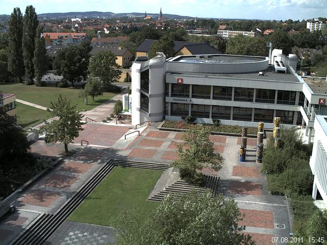Foto der Webcam: Verwaltungsgeb&auml;ude, Innenhof mit Audimax, H&ouml;rsaal-Geb&auml;ude 1