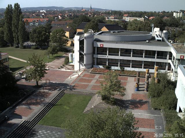 Foto der Webcam: Verwaltungsgeb&auml;ude, Innenhof mit Audimax, H&ouml;rsaal-Geb&auml;ude 1