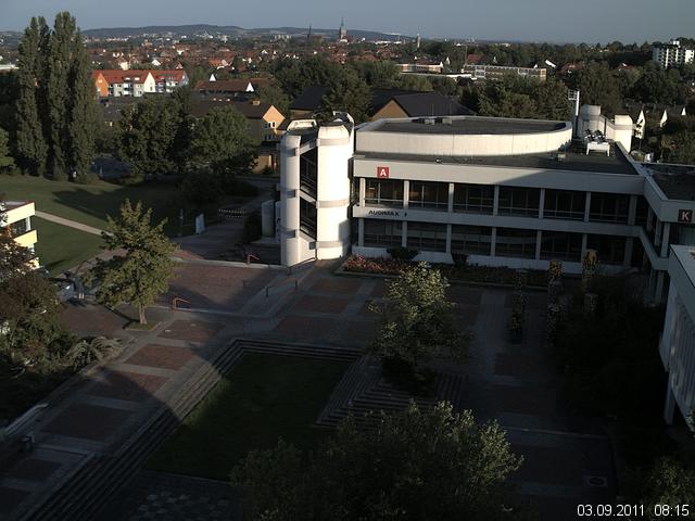 Foto der Webcam: Verwaltungsgeb&auml;ude, Innenhof mit Audimax, H&ouml;rsaal-Geb&auml;ude 1