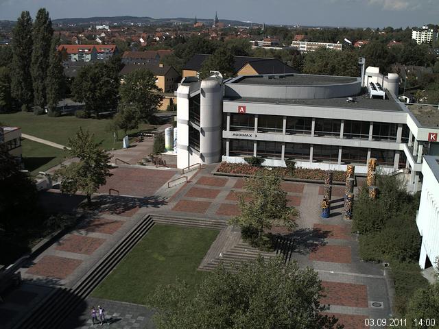 Foto der Webcam: Verwaltungsgeb&auml;ude, Innenhof mit Audimax, H&ouml;rsaal-Geb&auml;ude 1